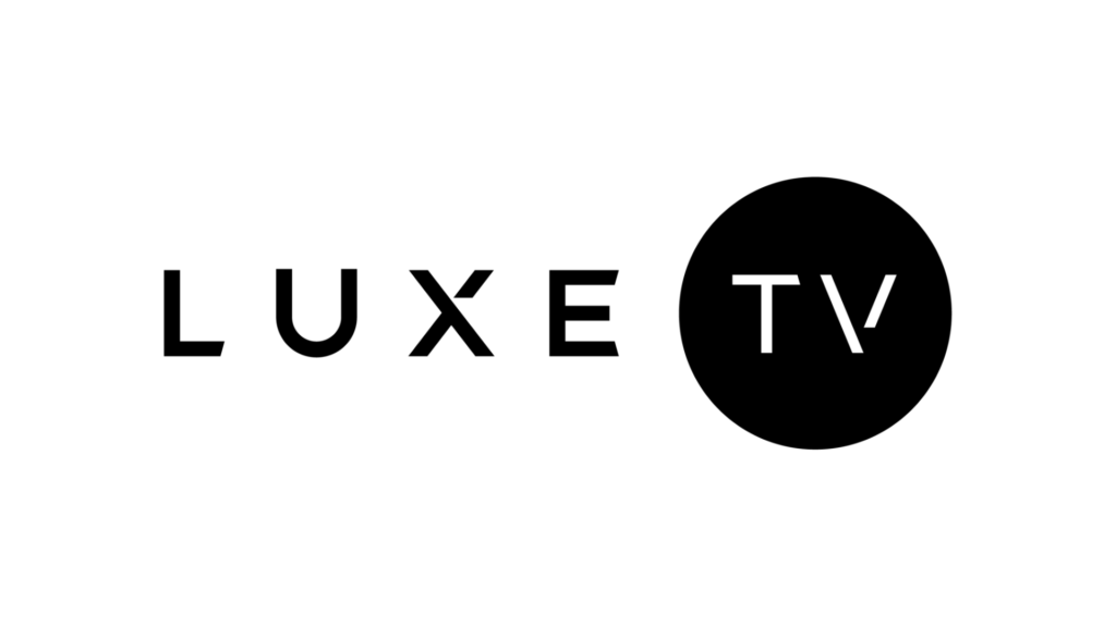 Logo de la chaîne télévisée LUXE.TV sur fond blanc.
