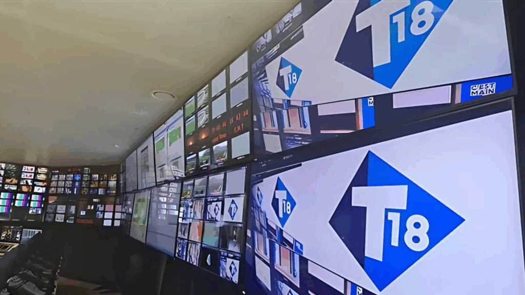 BCE Network Operation Center (NOC) monitoring the T18 TV channel broadcast.